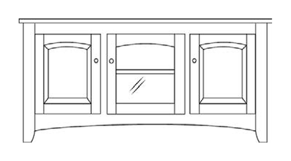 Amish 56" 3-Door TV Stand - Shaker, Mission or Manchester - line drawing