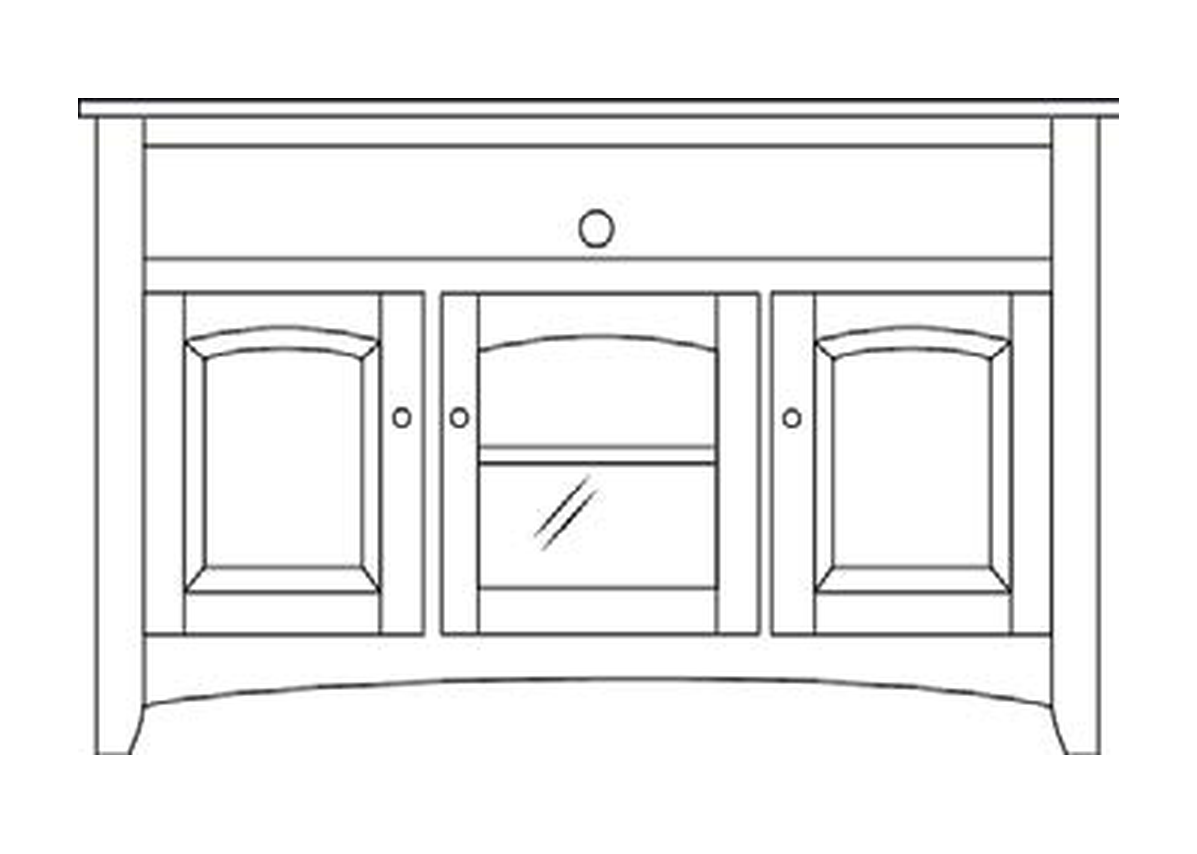 Amish 56" 3-Door TV Stand - Shaker, Mission or Manchester - line drawing