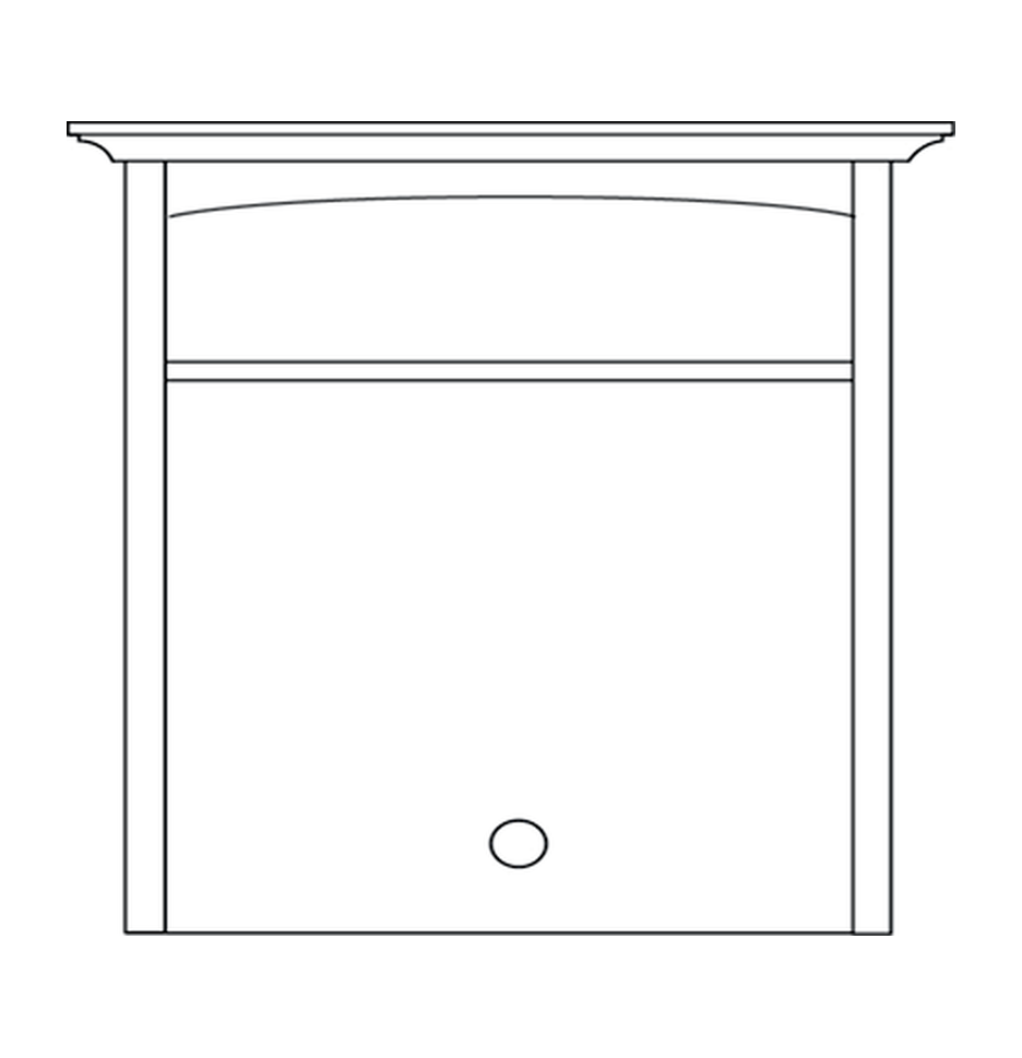Amish Open TV Hutch Top - Shaker, Mission or Manchester - line drawing