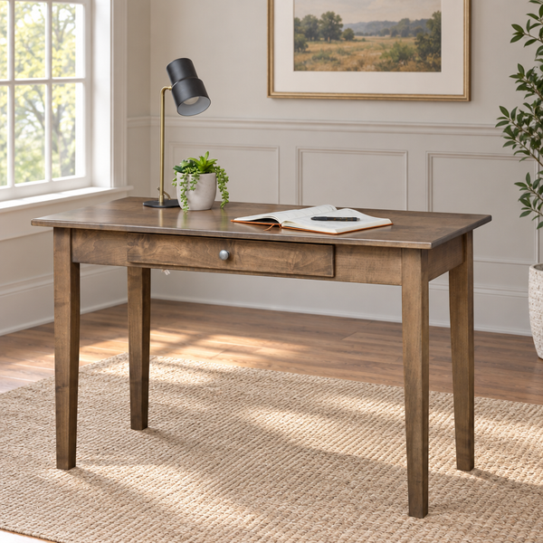Amish Craftsman Shaker Writing Desk shown in the home office of a transitional home