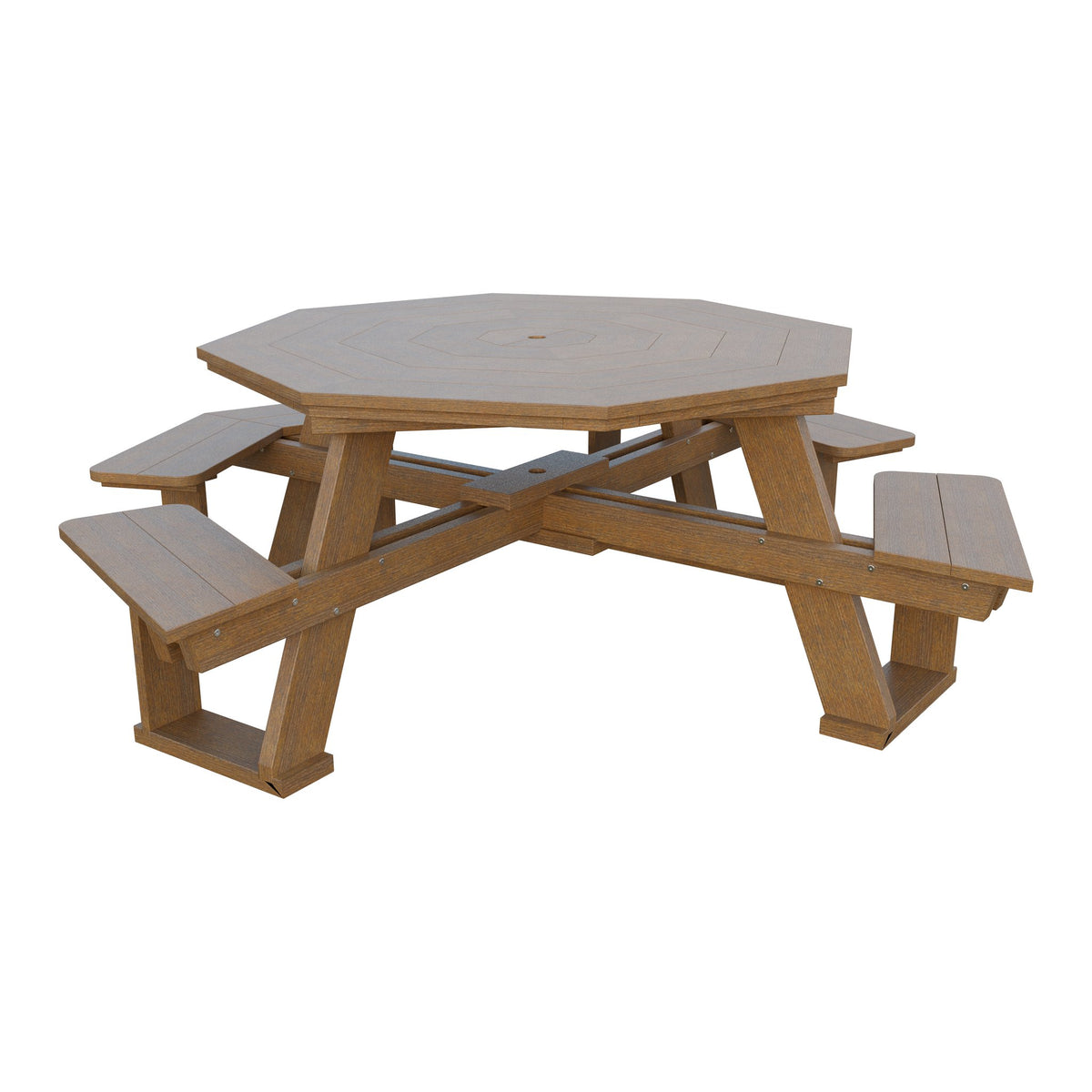 Amish 5' Poly Octagon ADA Picnic Table with Attached Seats in Antique Mahogany