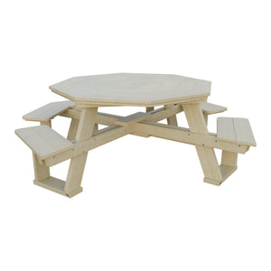 Amish 5' Poly Octagon ADA Picnic Table with Attached Seats in Birchwood