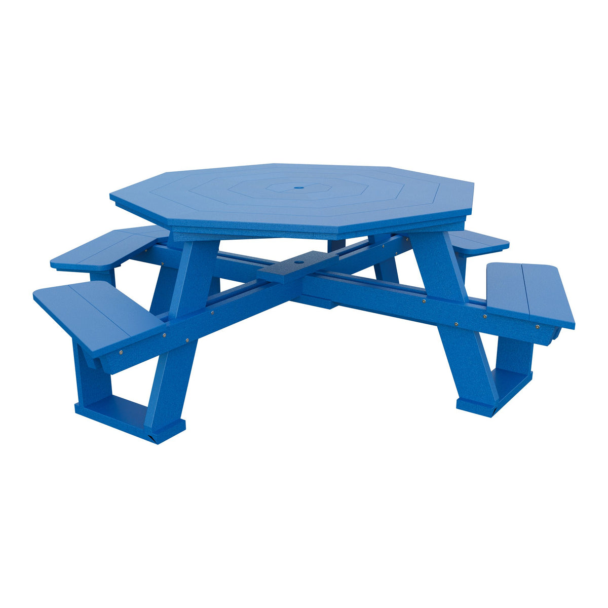 Amish 5' Poly Octagon ADA Picnic Table with Attached Seats in Blue