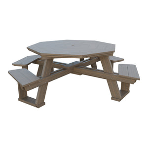 Amish 5' Poly Octagon ADA Picnic Table with Attached Seats in Brazilian Walnut