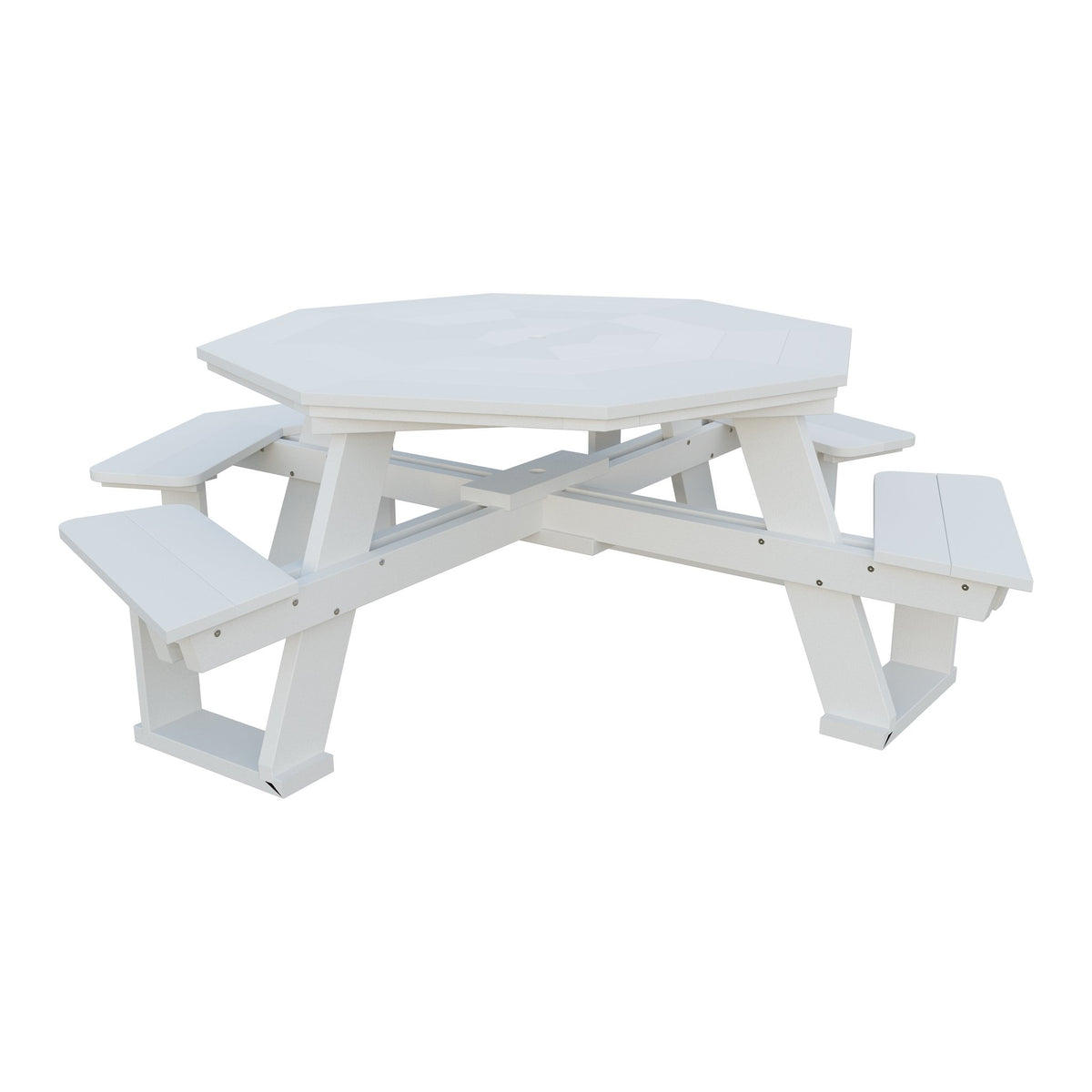 Amish 5' Poly Octagon ADA Picnic Table with Attached Seats in Bright White