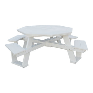Amish 5' Poly Octagon ADA Picnic Table with Attached Seats in Bright White
