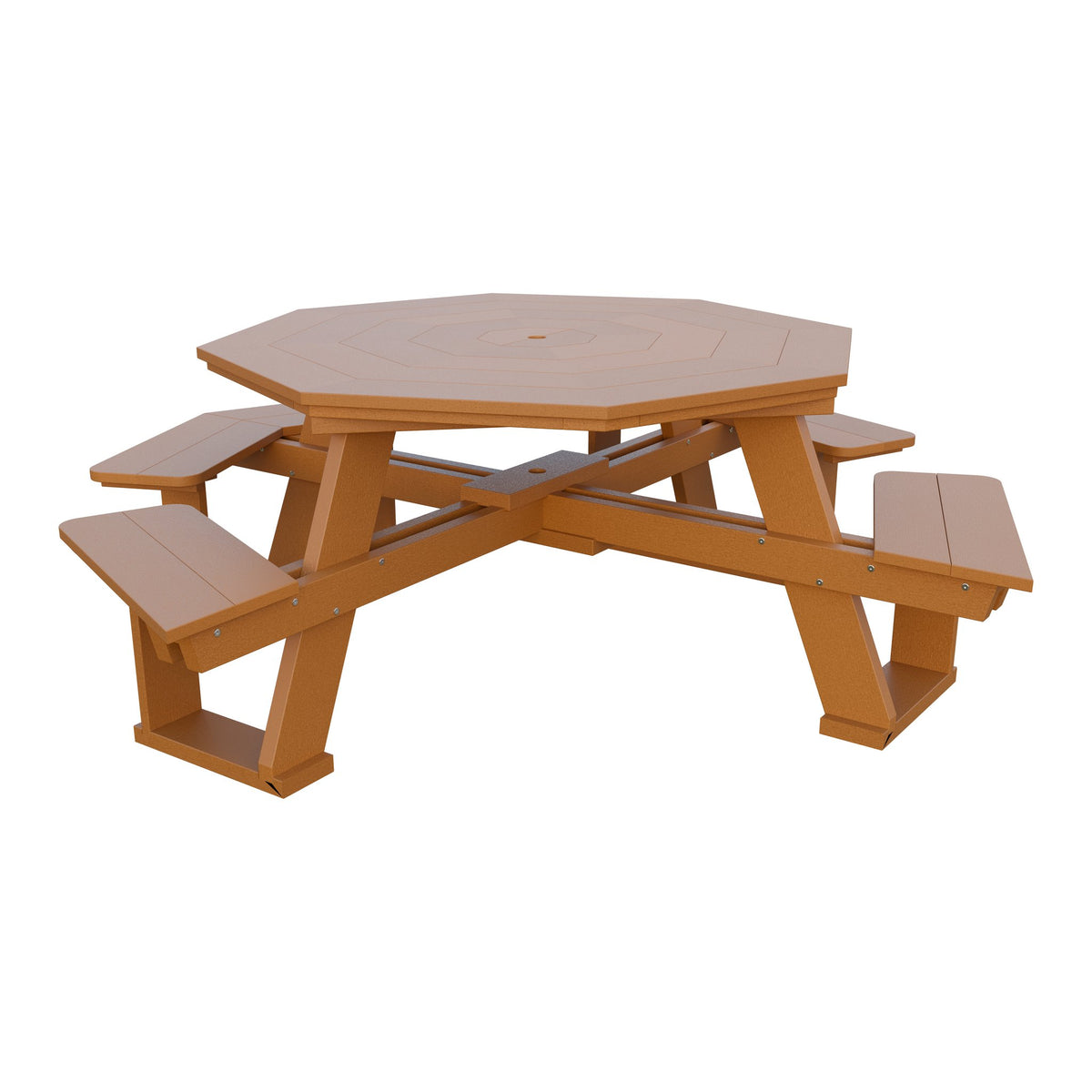 Amish 5' Poly Octagon ADA Picnic Table with Attached Seats in Cedar
