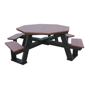 Amish 5' Poly Octagon ADA Picnic Table with Attached Seats in Cherrywood & Black