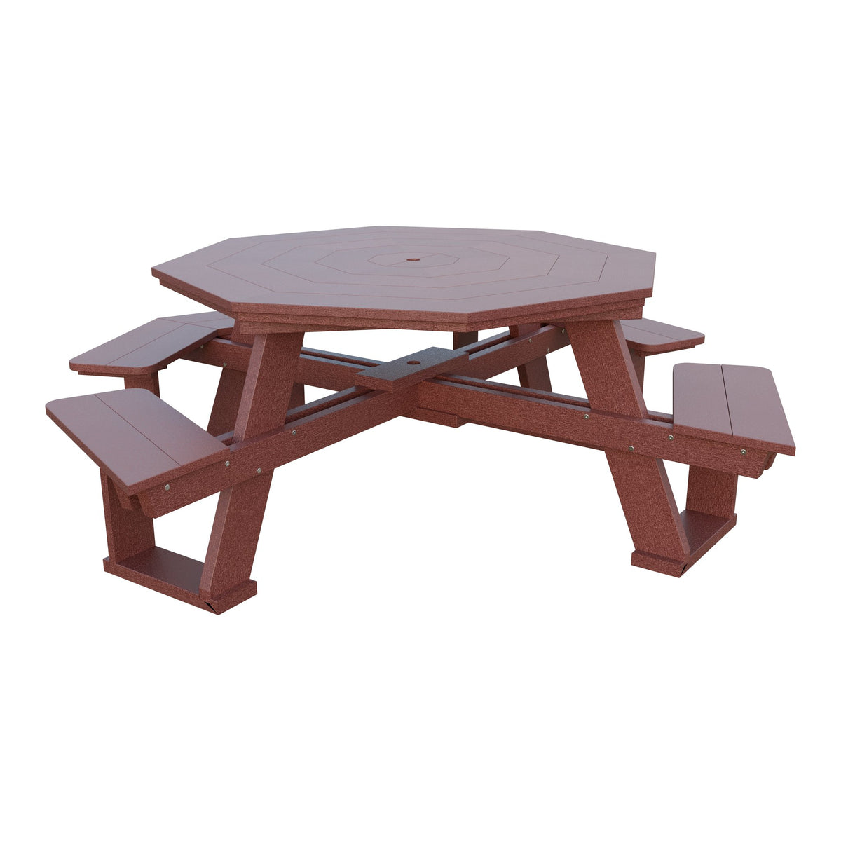 Amish 5' Poly Octagon ADA Picnic Table with Attached Seats in Cherrywood