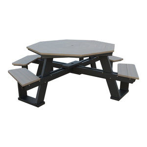 Amish 5' Poly Octagon ADA Picnic Table with Attached Seats in Coastal Gray & Black