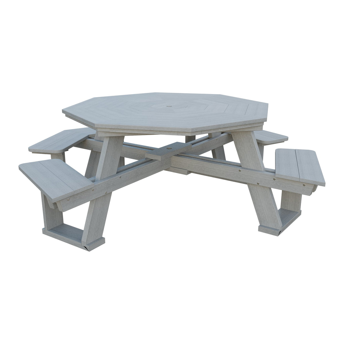 Amish 5' Poly Octagon ADA Picnic Table with Attached Seats in Driftwood Gray