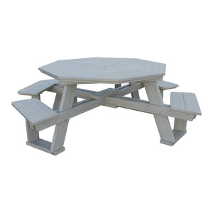 Amish 5' Poly Octagon ADA Picnic Table with Attached Seats in Driftwood Gray