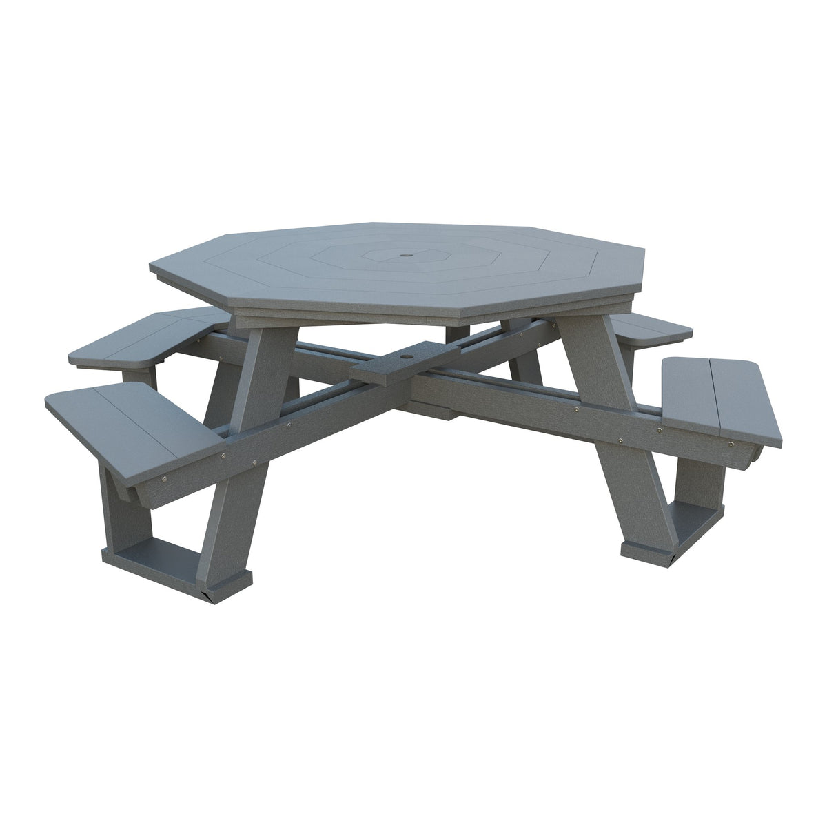 Amish 5' Poly Octagon ADA Picnic Table with Attached Seats in Gray