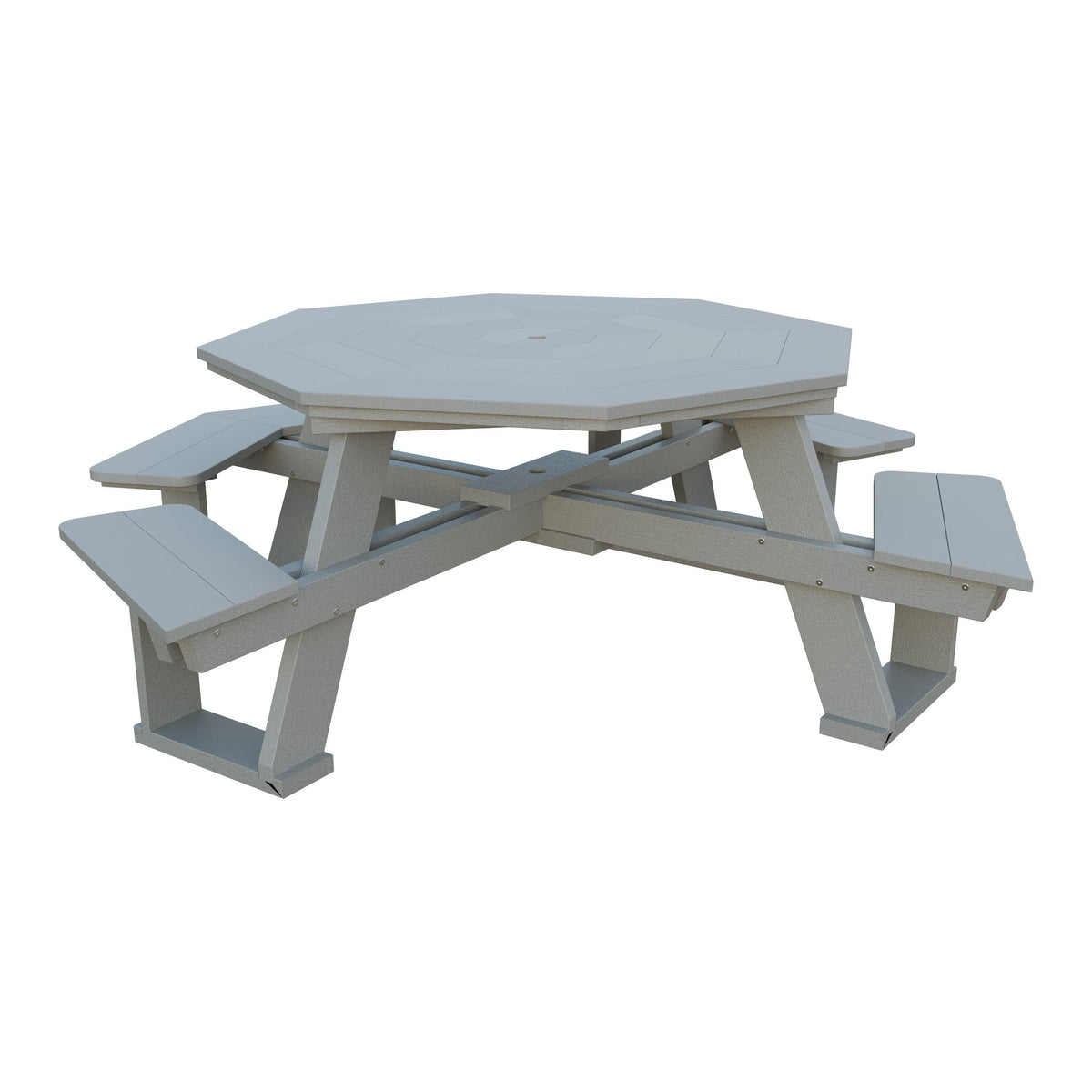 Amish 5' Poly Octagon ADA Picnic Table with Attached Seats in Light Gray