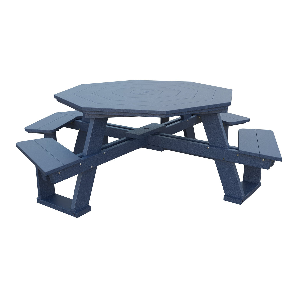 Amish 5' Poly Octagon ADA Picnic Table with Attached Seats in Patriot Blue