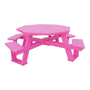 Amish 5' Poly Octagon ADA Picnic Table with Attached Seats in Pink
