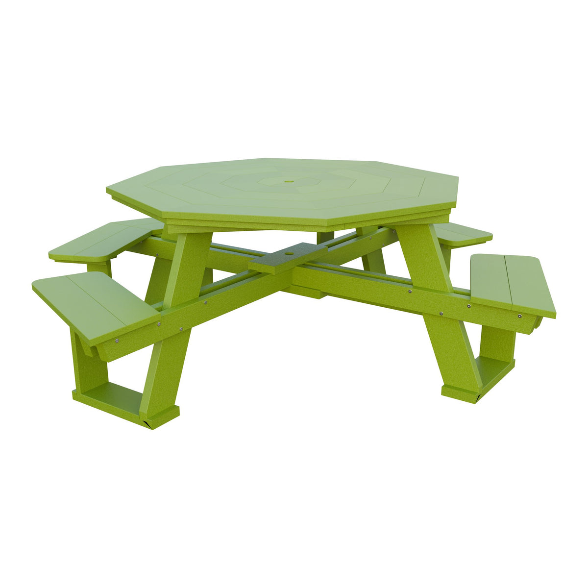 Amish 5' Poly Octagon ADA Picnic Table with Attached Seats in Tropical Lime Green