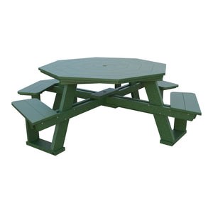 Amish 5' Poly Octagon ADA Picnic Table with Attached Seats in Turf Green