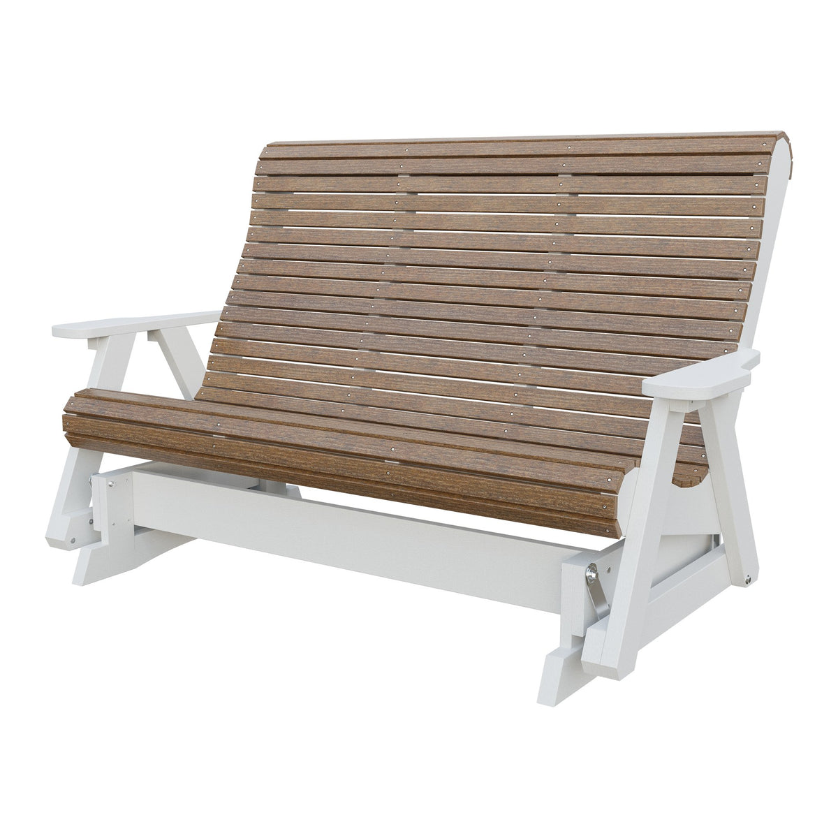 Amish 5' Poly Rollback Glider in Antique Mahogany & White