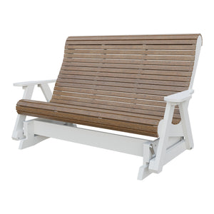 Amish 5' Poly Rollback Glider in Antique Mahogany & White