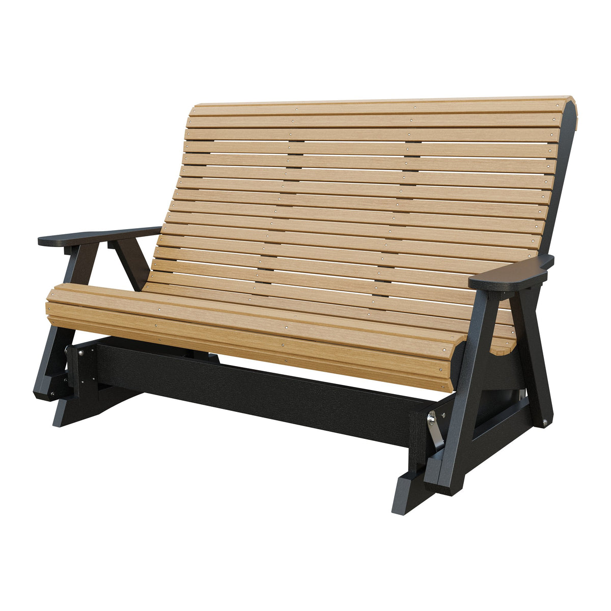 Amish 5' Poly Rollback Glider in Natural Teak & Black