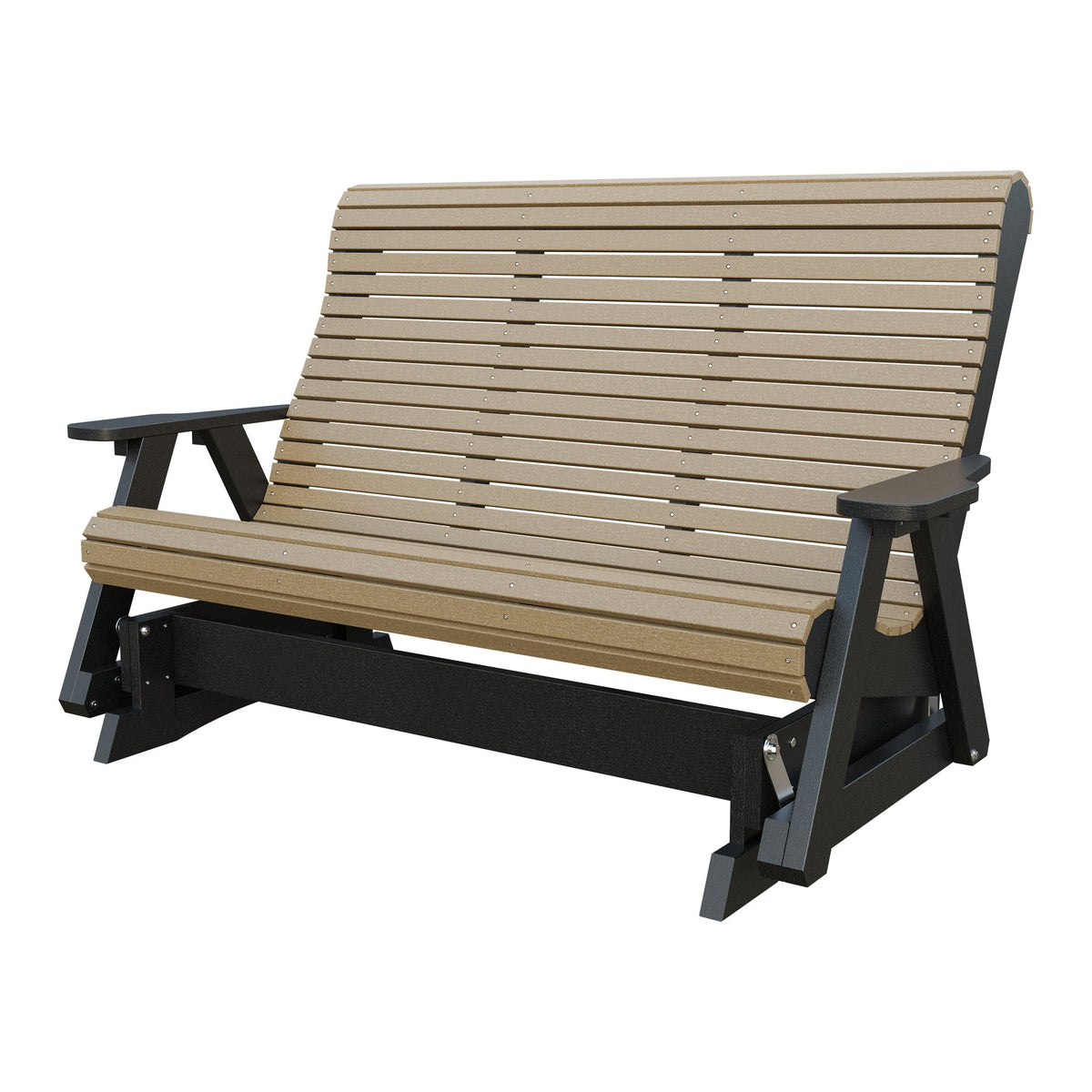 Amish 5' Poly Rollback Glider in Weathered Wood & Black