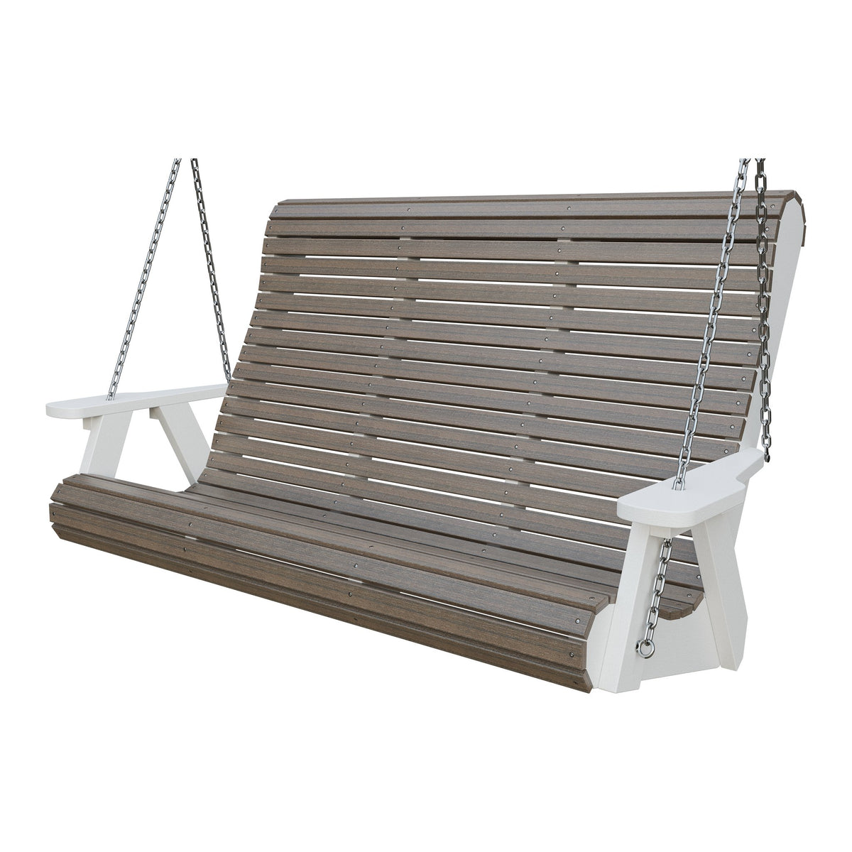 Amish 5' Poly Rollback Hanging Swing in Brazilian Walnut & White