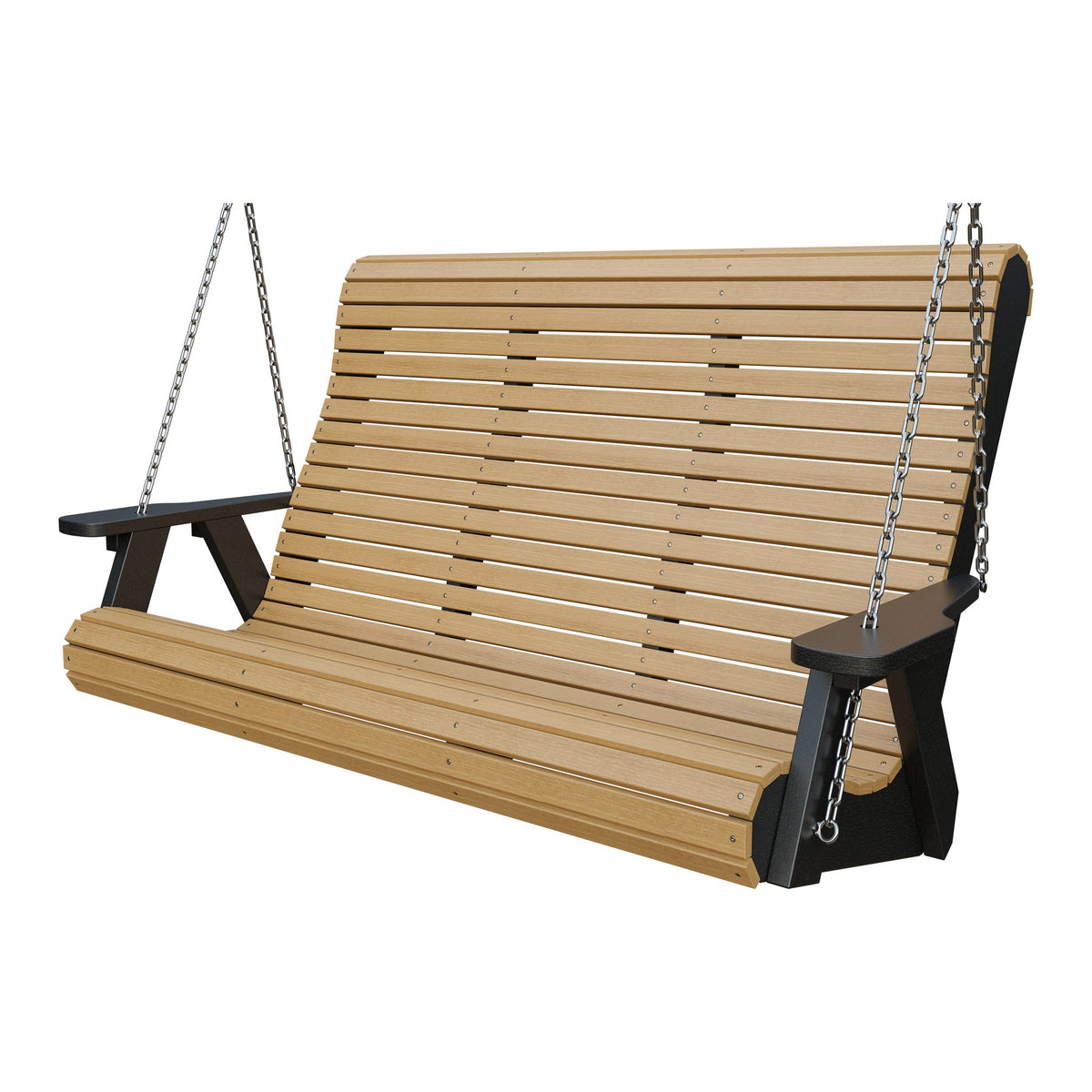 Amish 5' Poly Rollback Hanging Swing in Natural Teak & Black