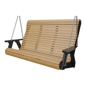 Amish 5' Poly Rollback Hanging Swing in Natural Teak & Black