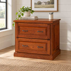 Amish Office Pro Lateral File Cabinet shown in the home office of a modern farmhouse home
