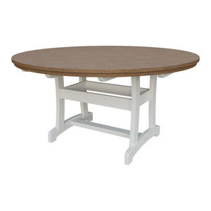 Amish Legacy 64" Round Outdoor Dining Table with Umbrella Hole in Antique Mahogany & White