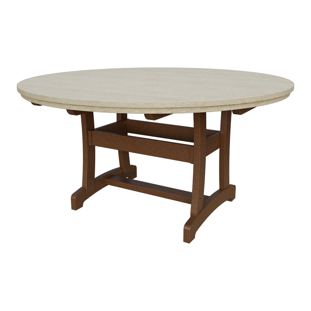 Amish Legacy 64" Round Outdoor Dining Table with Umbrella Hole in Birchwood & Tudor Brown