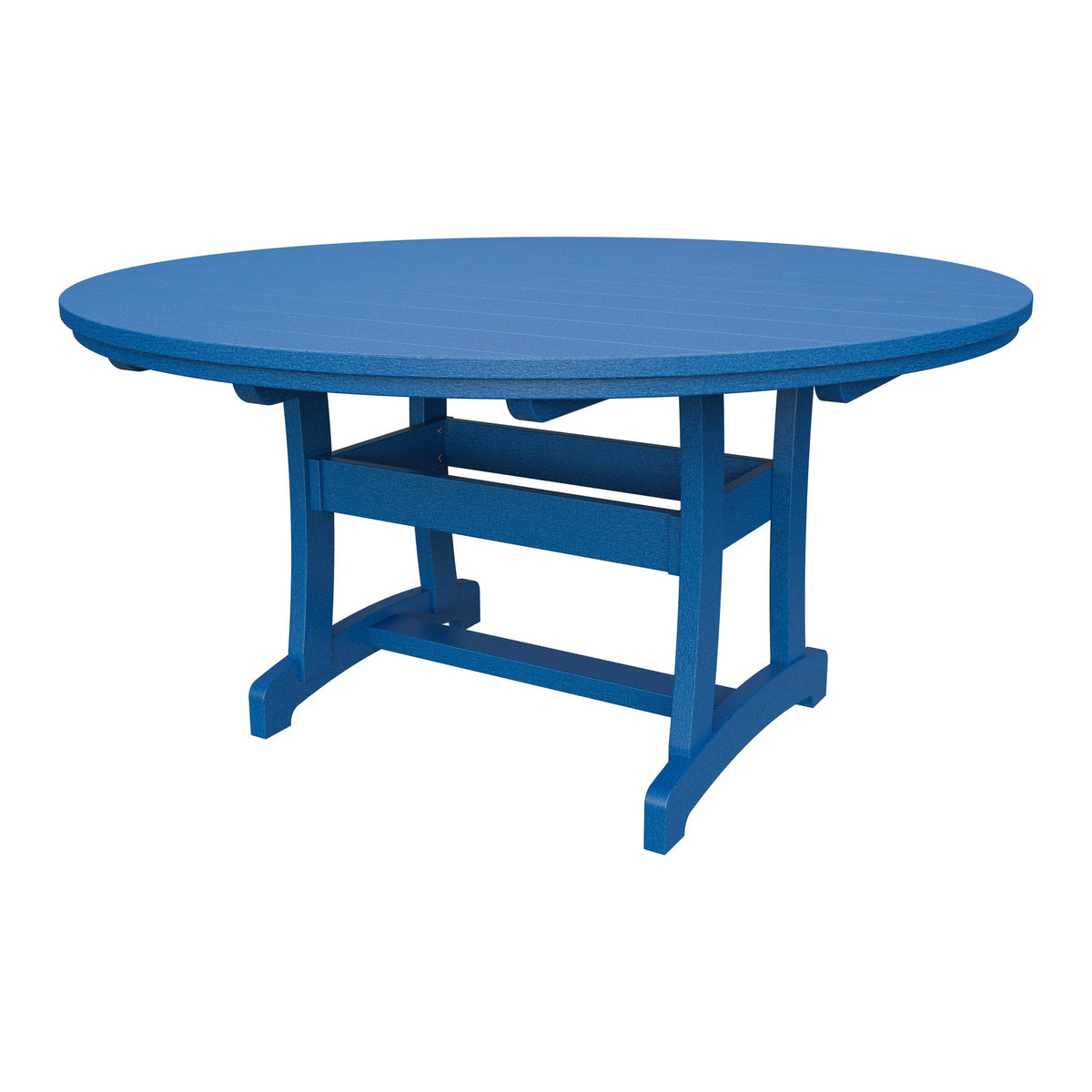 Amish Legacy 64" Round Outdoor Dining Table with Umbrella Hole in Blue