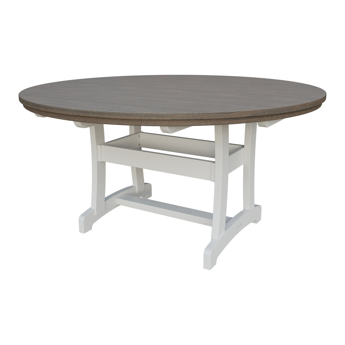 Amish Legacy 64" Round Outdoor Dining Table with Umbrella Hole in Brazilian Walnut & White