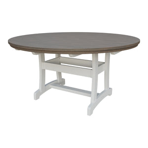 Amish Legacy 64" Round Outdoor Dining Table with Umbrella Hole in Brazilian Walnut & White