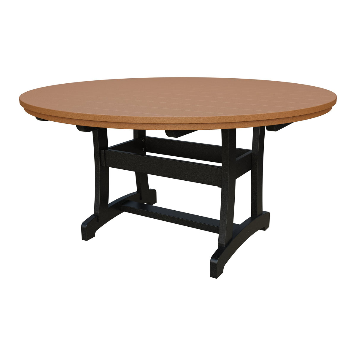 Amish Legacy 64" Round Outdoor Dining Table with Umbrella Hole in Cedar & Black