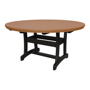 Amish Legacy 64" Round Outdoor Dining Table with Umbrella Hole in Cedar & Black