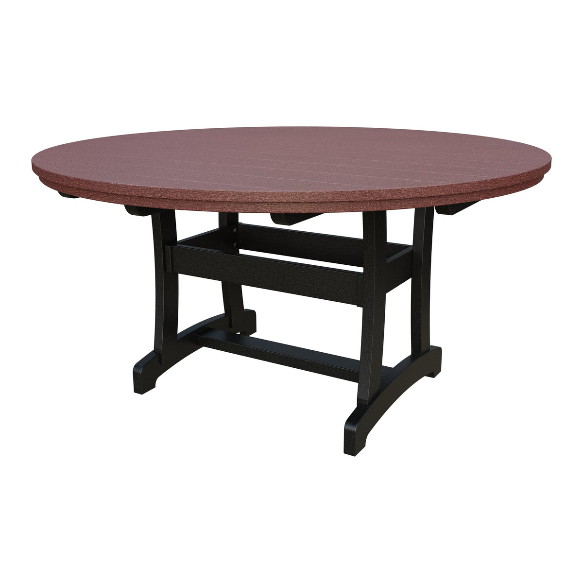 Amish Legacy 64" Round Outdoor Dining Table with Umbrella Hole in Cherrywood & Black