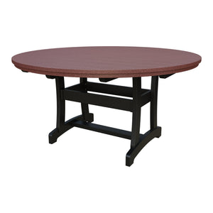 Amish Legacy 64" Round Outdoor Dining Table with Umbrella Hole in Cherrywood & Black