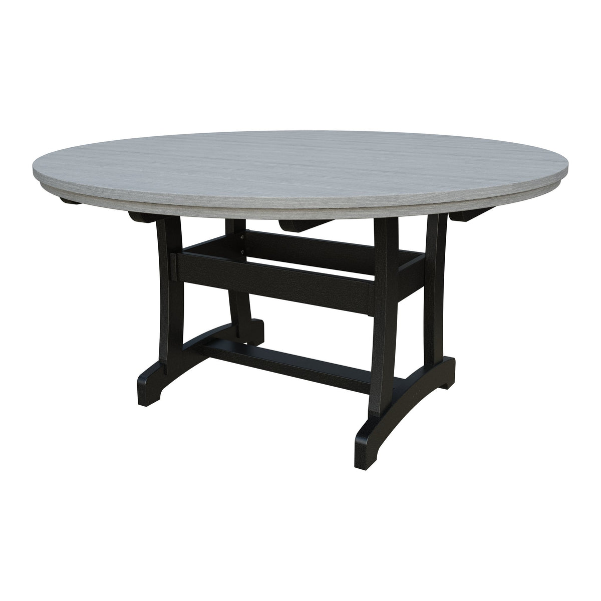 Amish Legacy 64" Round Outdoor Dining Table with Umbrella Hole in Driftwood Gray & Black