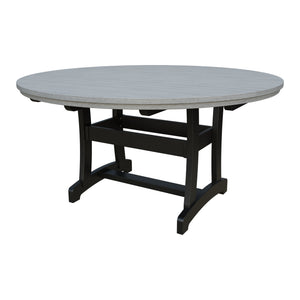 Amish Legacy 64" Round Outdoor Dining Table with Umbrella Hole in Driftwood Gray & Black