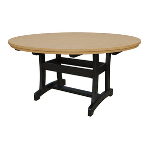 Amish Legacy 64" Round Outdoor Dining Table with Umbrella Hole in Natural Teak & Black
