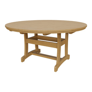 Amish Legacy 64" Round Outdoor Dining Table with Umbrella Hole in Natural Teak