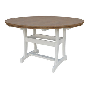 Amish Legacy 64" Round Outdoor Counter Table with Umbrella Hole in Antique Mahogany & White