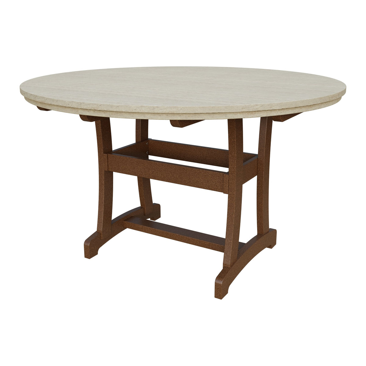 Amish Legacy 64" Round Outdoor Counter Table with Umbrella Hole in Birchwood & Tudor Brown