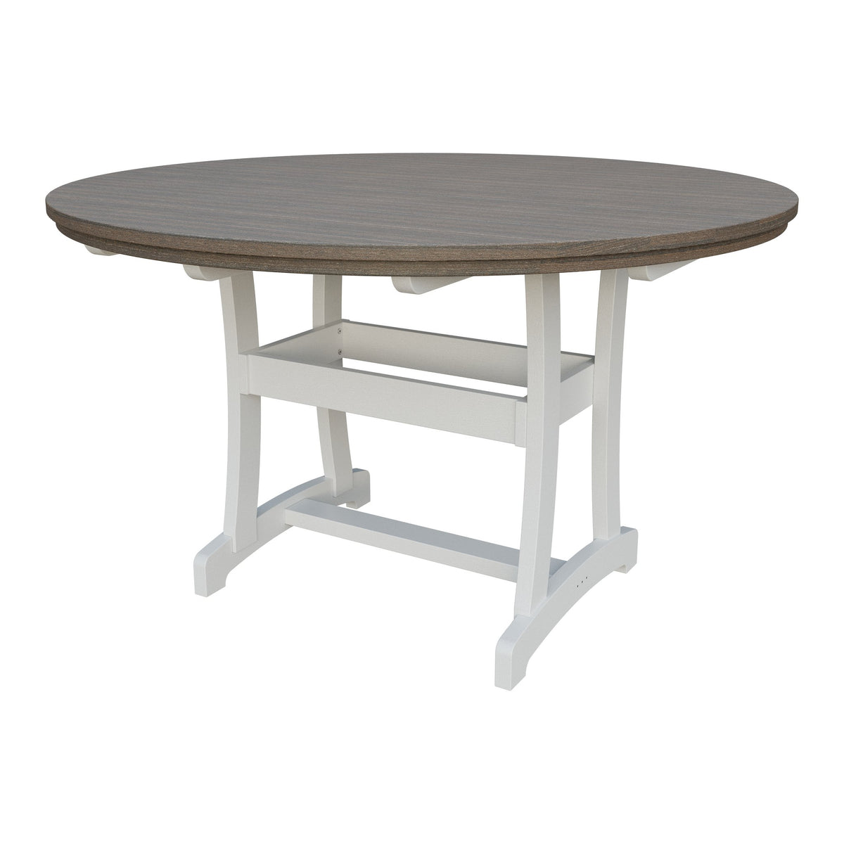 Amish Legacy 64" Round Outdoor Counter Table with Umbrella Hole in Brazilian Walnut & White