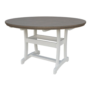 Amish Legacy 64" Round Outdoor Counter Table with Umbrella Hole in Brazilian Walnut & White