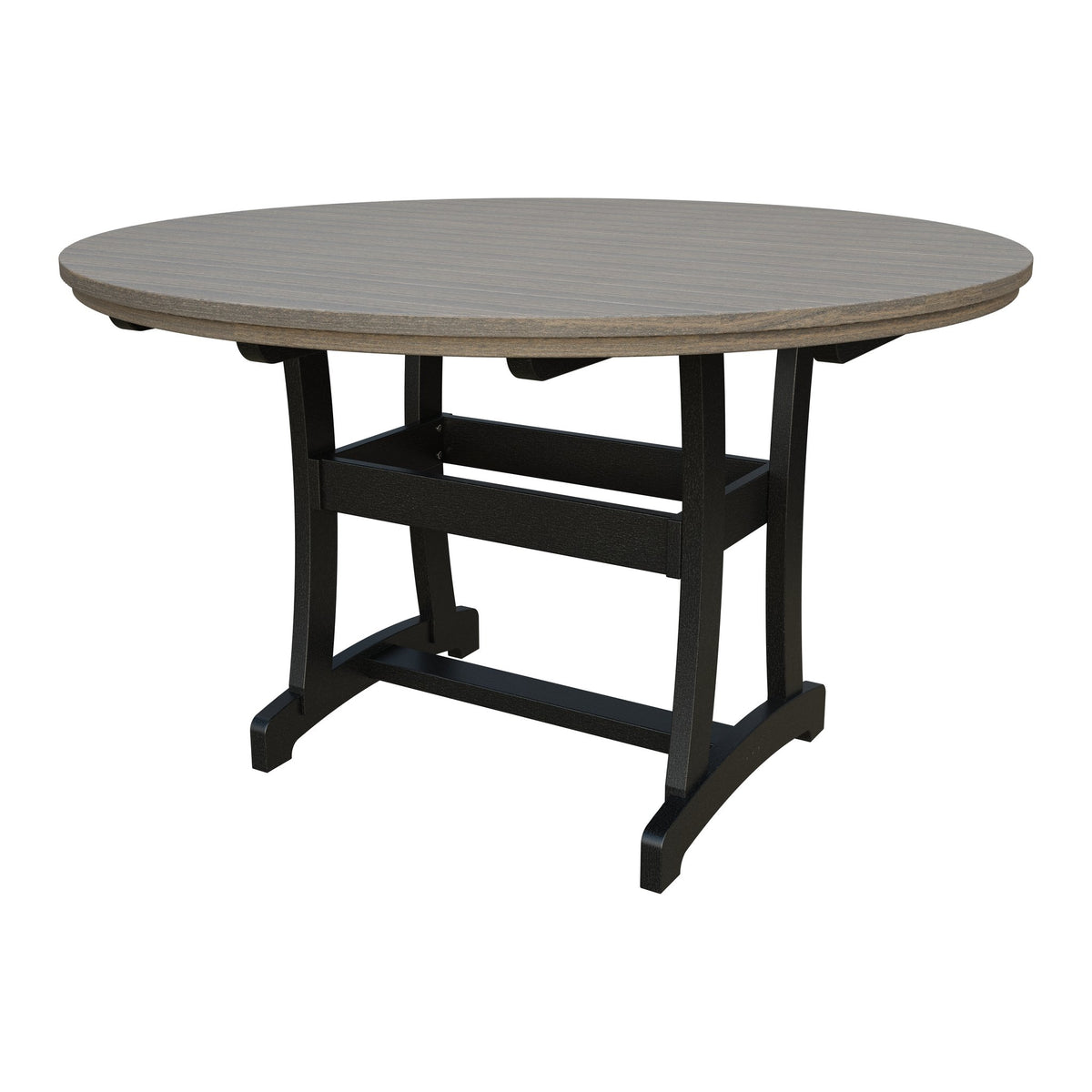 Amish Legacy 64" Round Outdoor Counter Table with Umbrella Hole in Coastal Gray & Black