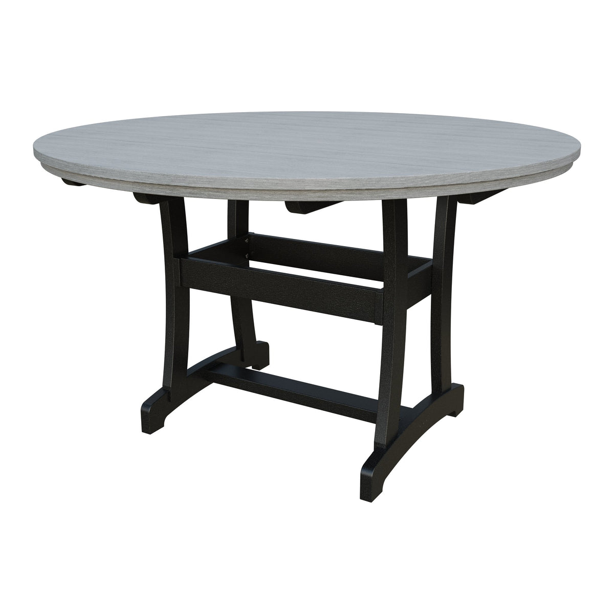 Amish Legacy 64" Round Outdoor Counter Table with Umbrella Hole in Driftwood Gray & Black