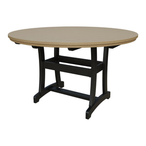 Amish Legacy 64" Round Outdoor Counter Table with Umbrella Hole in Weathered Wood & Black